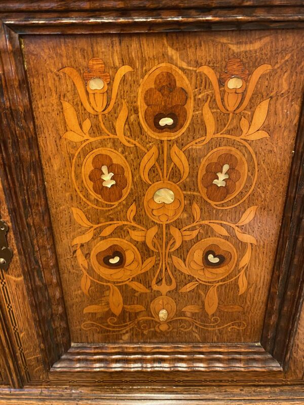 Cabinet secretaire de dame bonheur du jour chene avec marqueterie et nacre