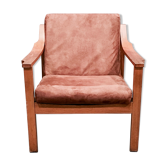 Fauteuil teck camel design scandinave 1950.