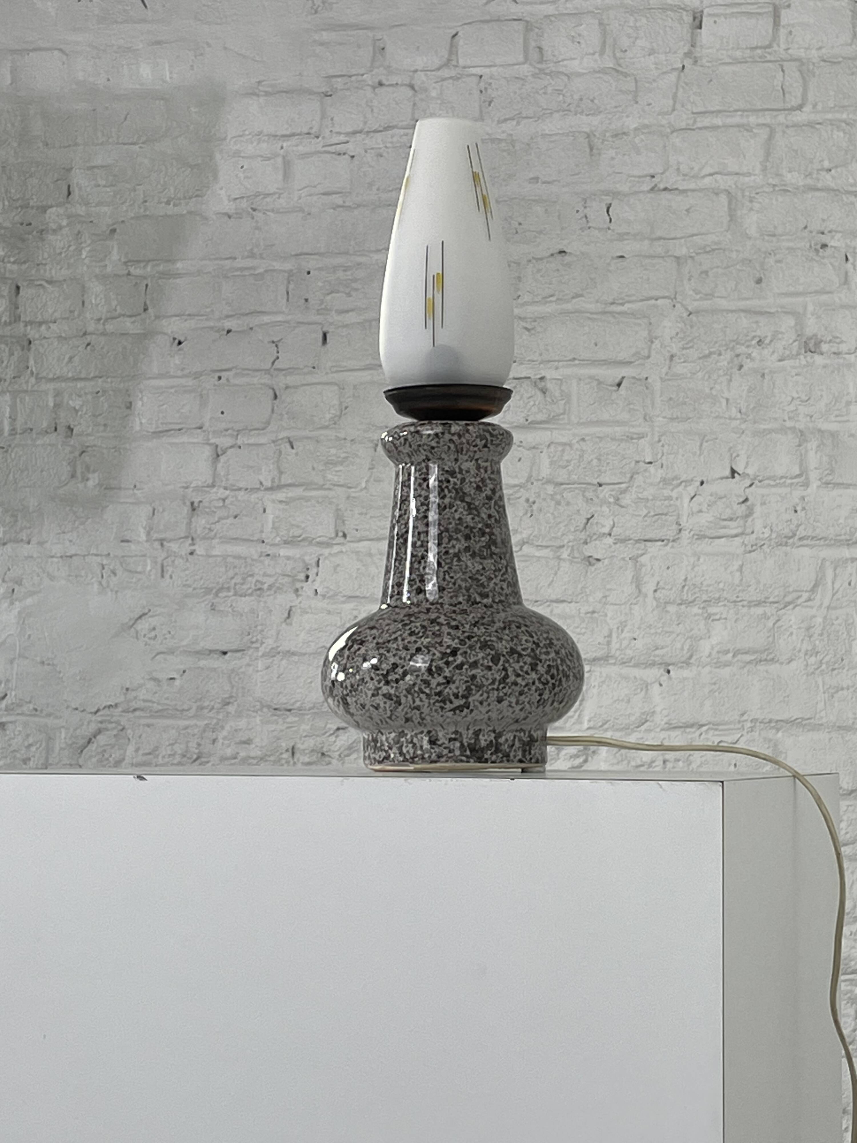Vintage ceramic and opaline lamp
