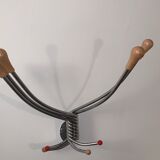 Vintage Wall mount ‘Octopus’ metal and wood swivel coat rack