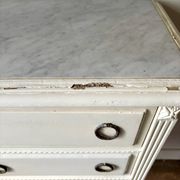 3-drawer chest of drawers in ecru wood and gray marble