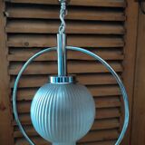 Chandelier suspension support metal chrome deco frosted globe