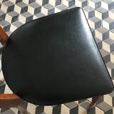 Vintage wooden and black skai chairs
