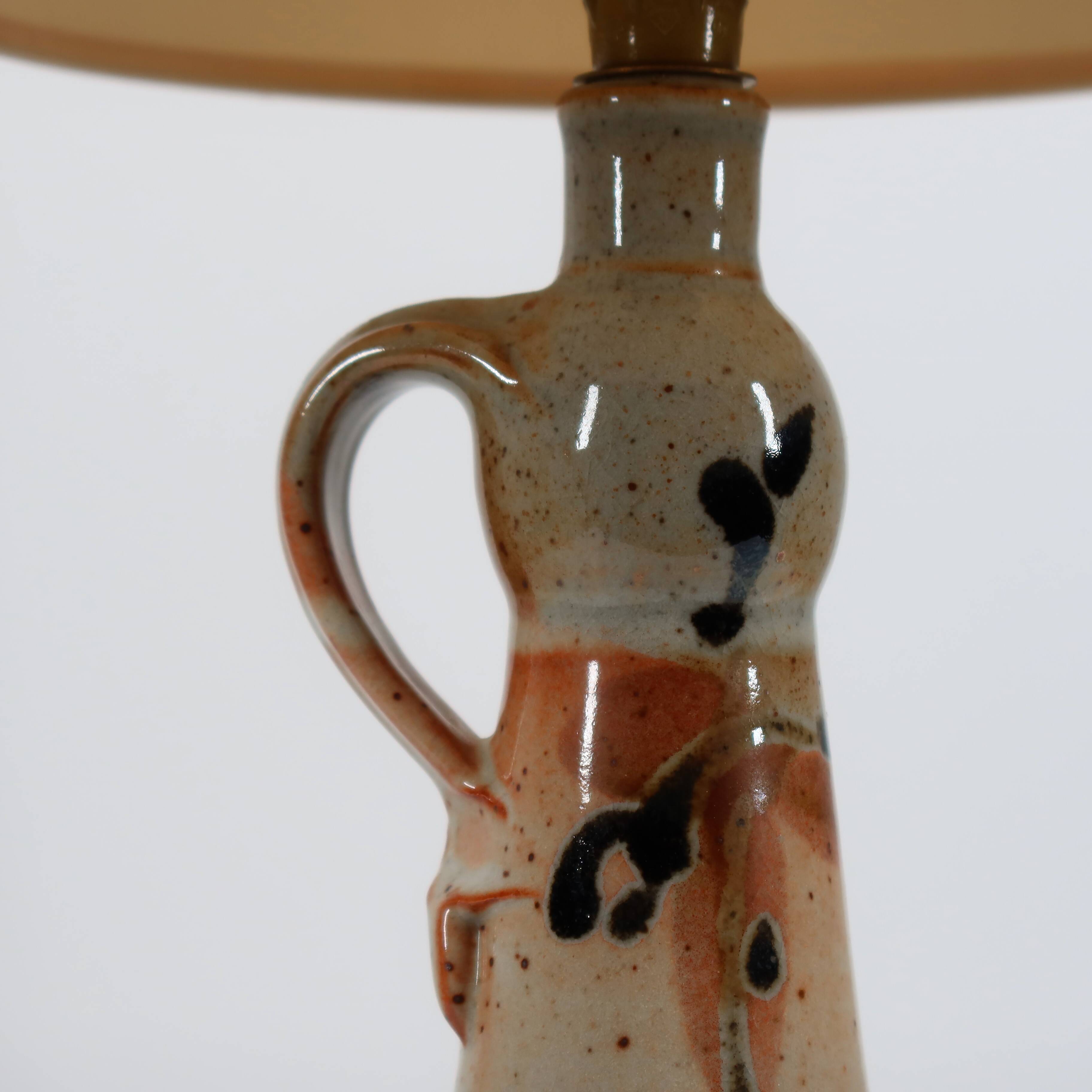 Handcrafted sandstone lamp signed Blanot, circa 1970