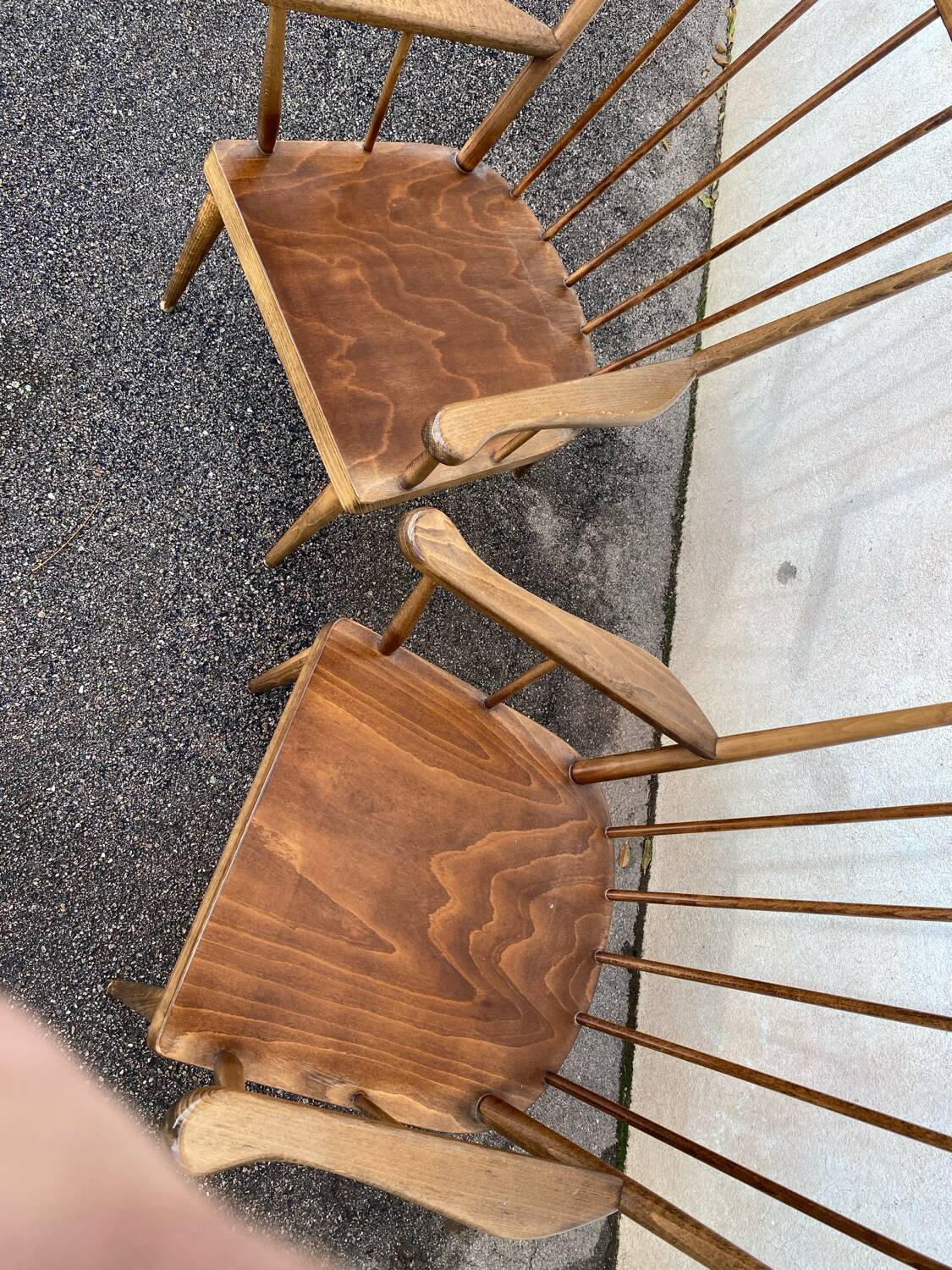Pair of Baumann fan armchairs