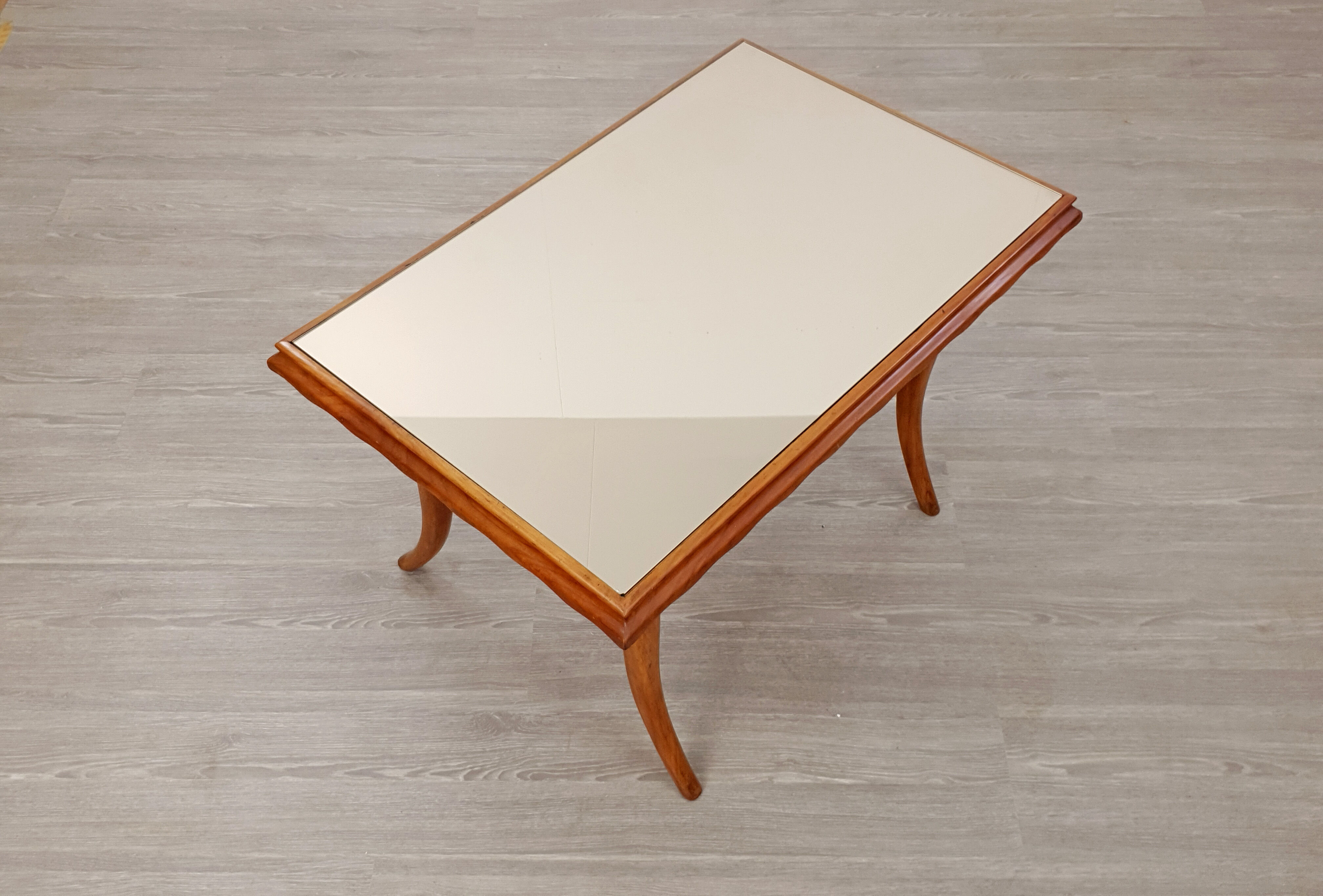 Table basse en miroir du milieu du siècle, italienne