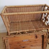 Vintage rattan bedside table "peacock"