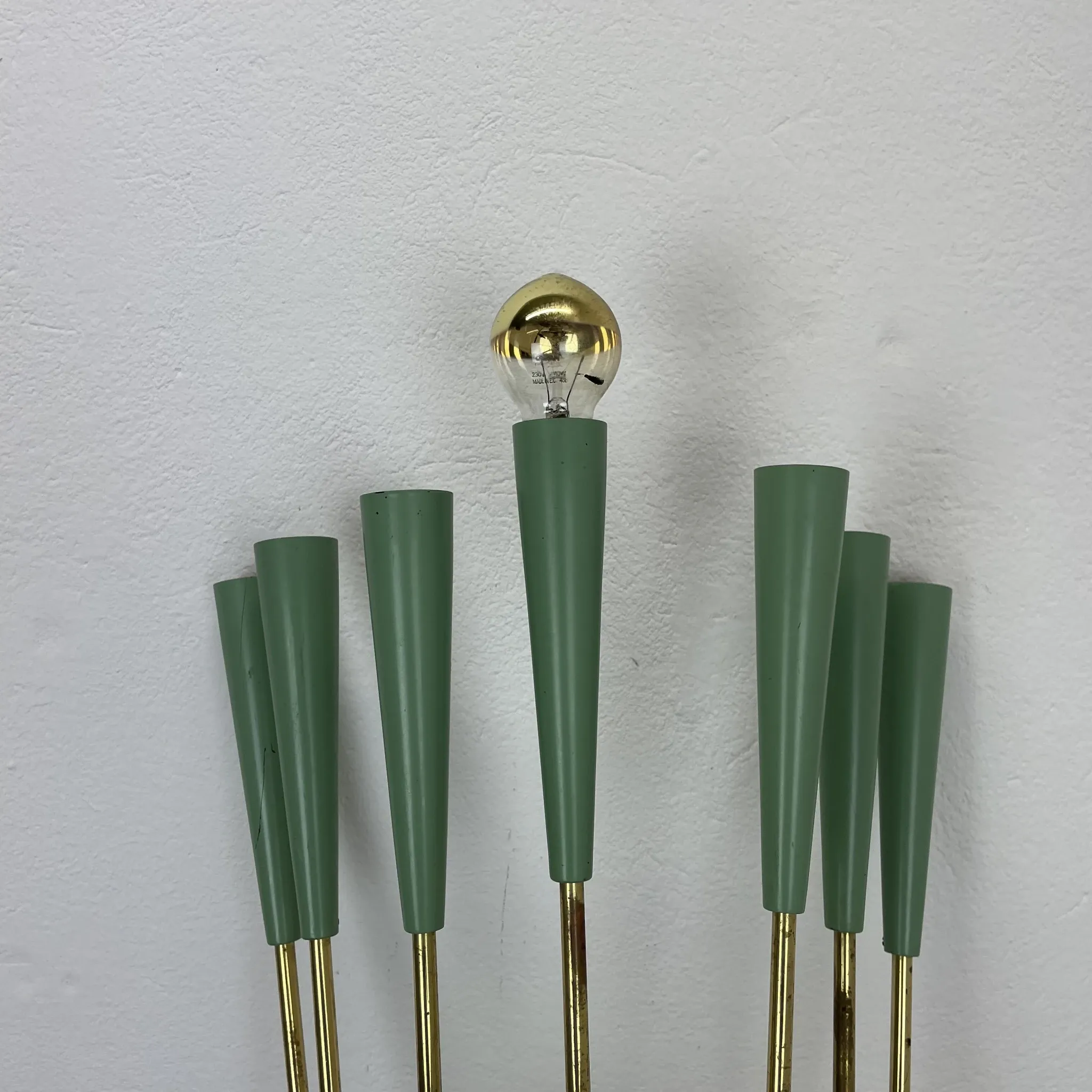 Large brass wall light in stilnovo style, 54 cm, italy, 1950s