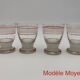 Set of 14 vintage glasses, 3 different sizes, white and red decorations - 1950s