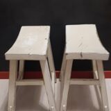 Set of 2 white Chinese stools