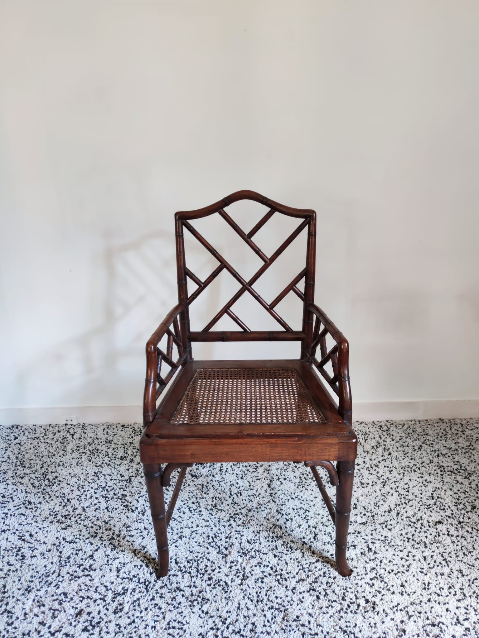 Asian canine armchair in wood in imitation of bamboo