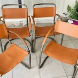 Set of 6 vintage tubular armchairs