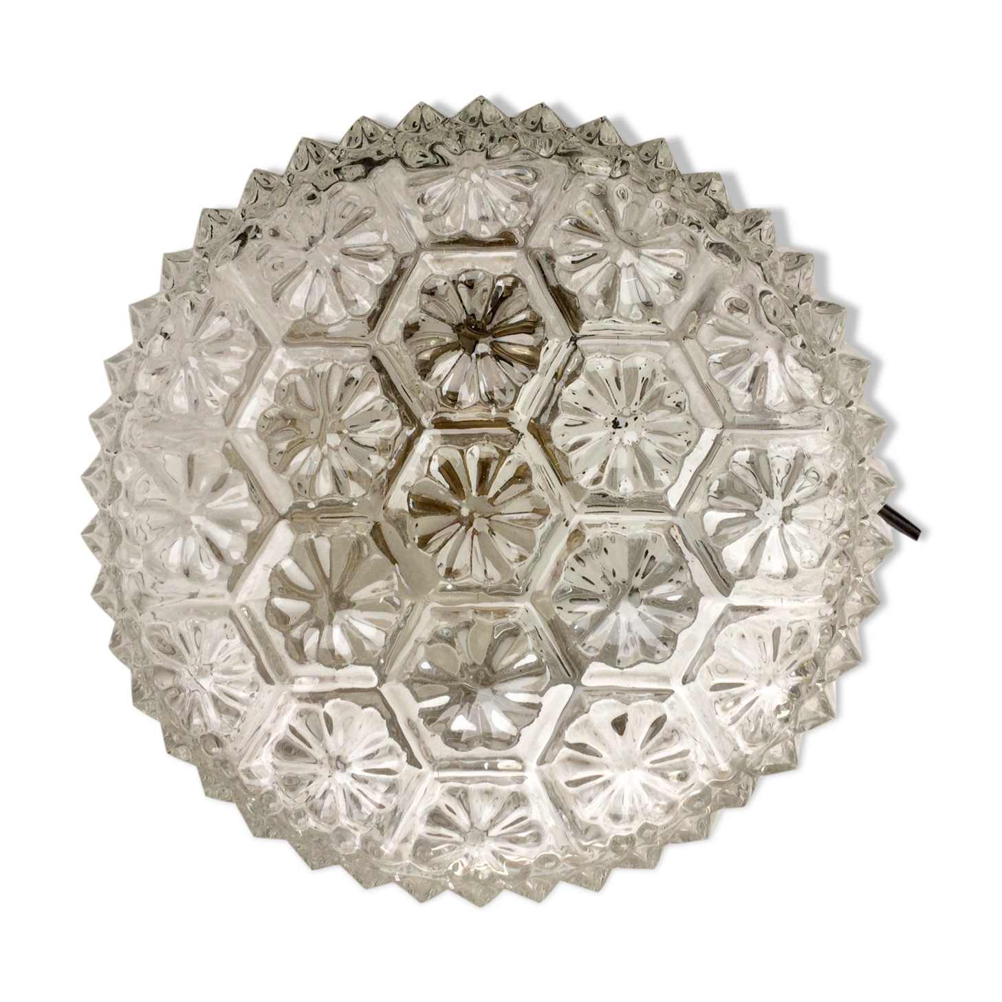 Plafonnier rond en verre ciselé