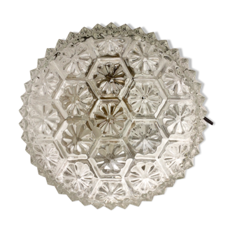 Plafonnier rond en verre ciselé