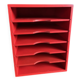 Porte-revue vintage en bois rouge