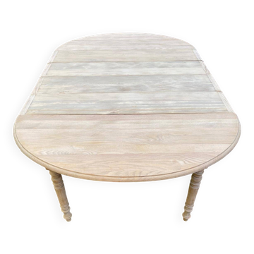 Table à manger ronde extensible Louis Philippe à volets rénovée avec 4 rall
