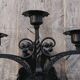 Pair of black wrought iron wall sconces - neo-Gothic style - from the 1950s