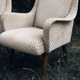 Pair of vintage armchairs 1950 armrests in wave