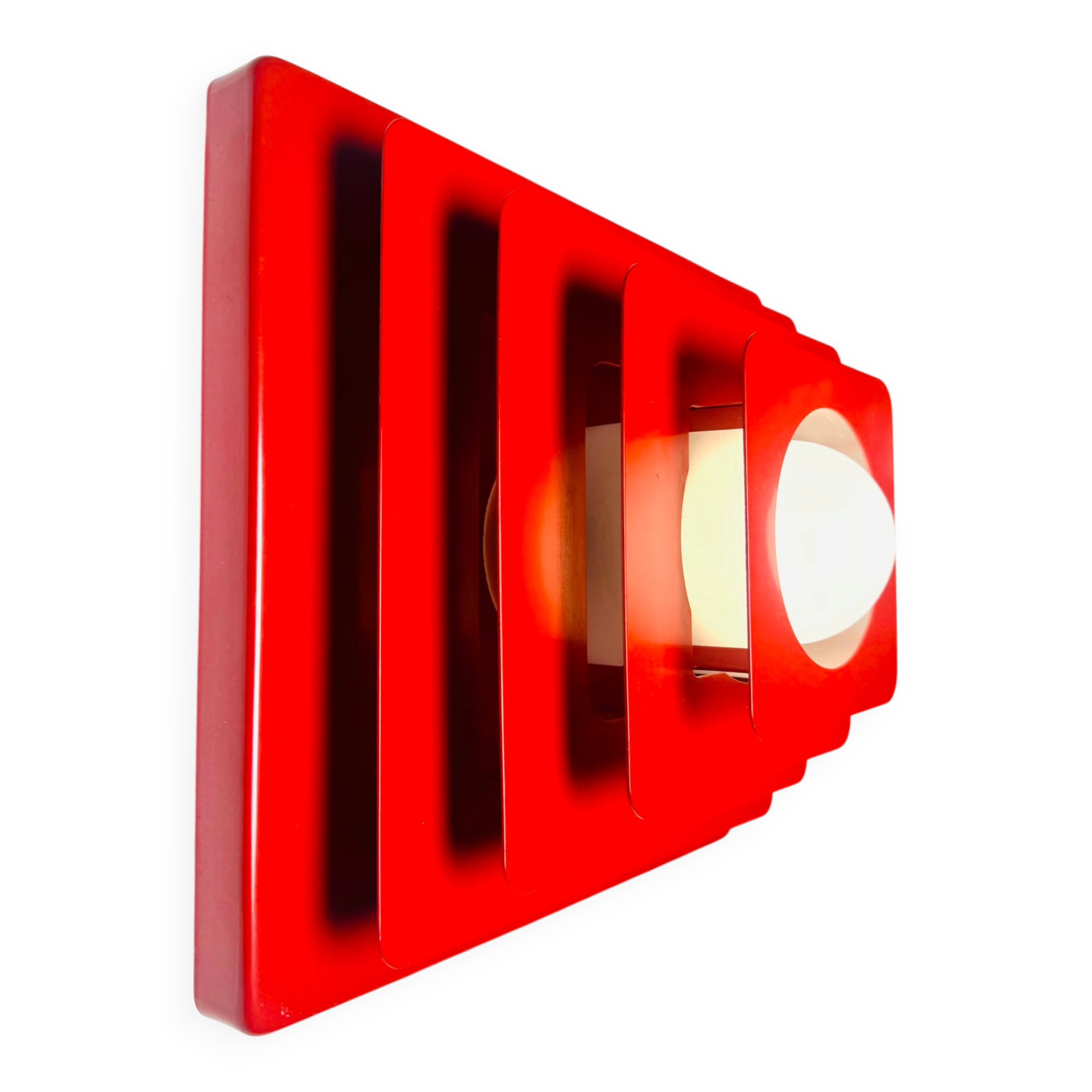 Multi-Layered Pyramid Wall Lamp In Red By Hustadt Leuchten, Germany 1970S