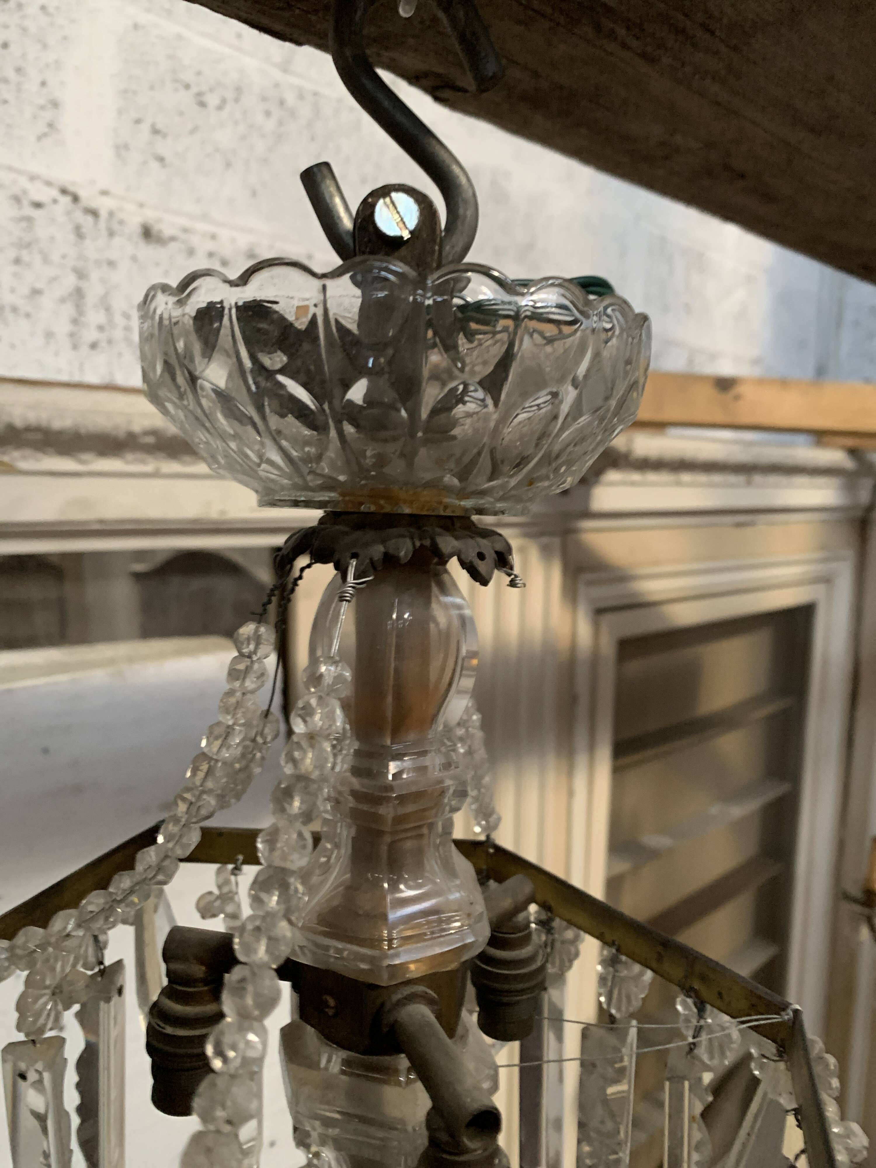 Louis XV style "Fontaine" chandelier in bronze and 20th century pendants