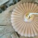 Vintage opaline pink pleated molded glass pendant light