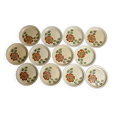 Set of 12 dessert plates decorated with flowers, Revernay art workshop, 20 cm