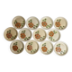 Set of 12 dessert plates decorated with flowers, Revernay art workshop, 20 cm
