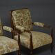 Paire de fauteuils édouardiens en hêtre, tissu vintage