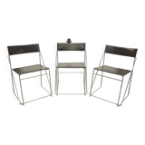 Set of 3 minimalist X line chairs by Niels Jorgen Haugesen for Hybodan