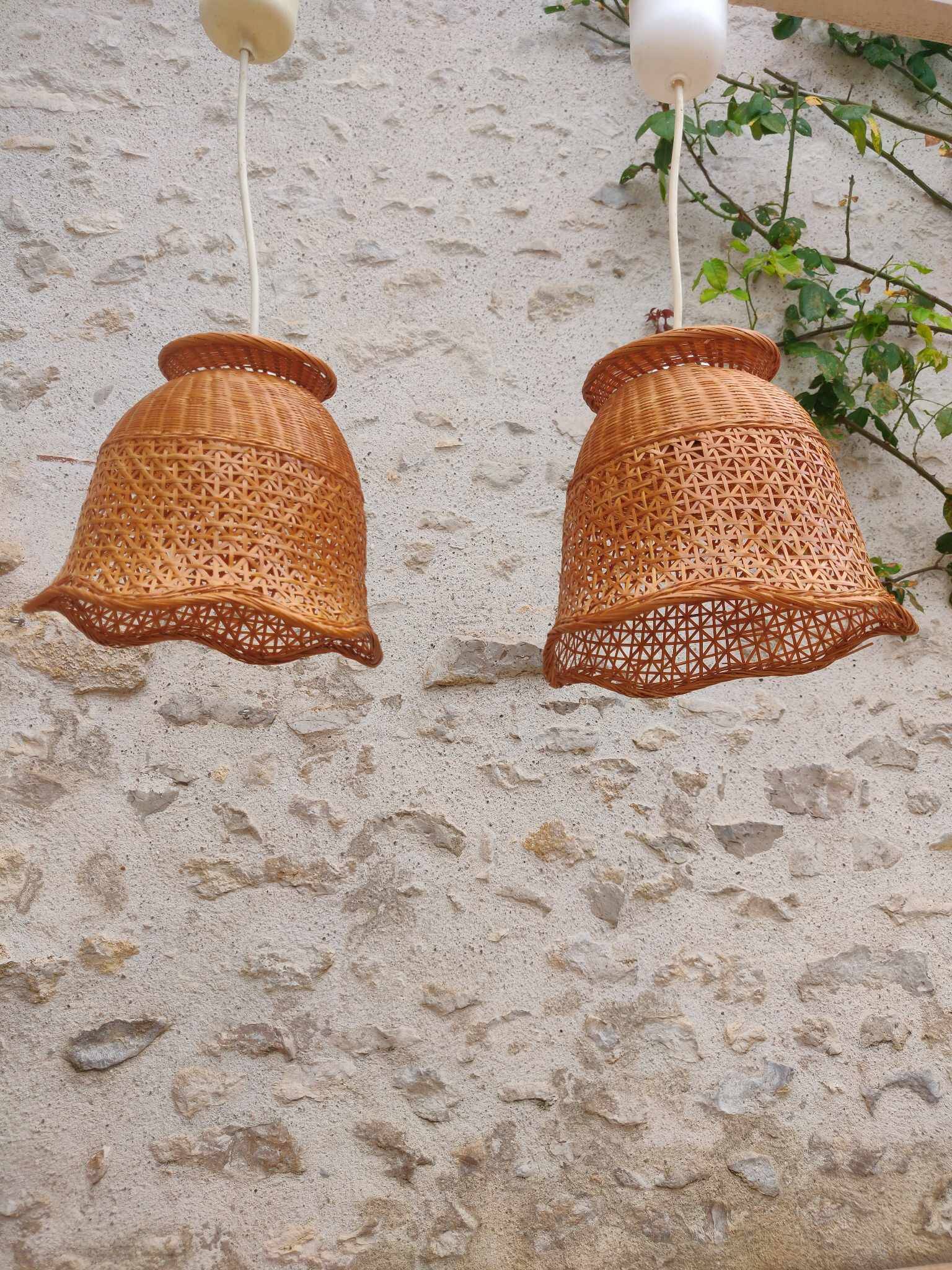 Old rattan pendant lamps