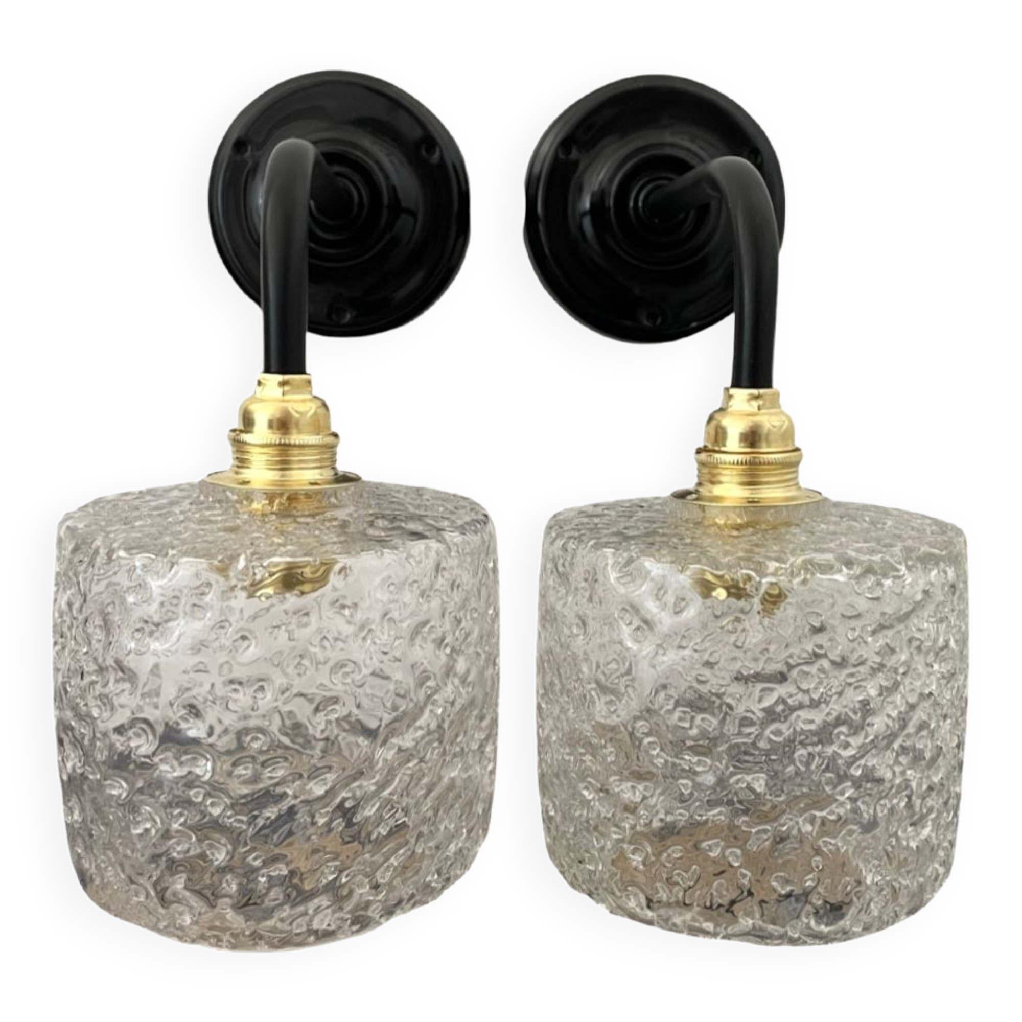 Set of two chiseled glass sconces