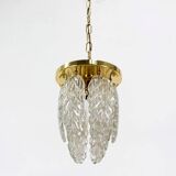 Italian Brass and Murano Glass Ceiling Lamp, 1970s