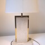 Travertine and gilded brass table lamp by Camille Breesch Belgium 1970