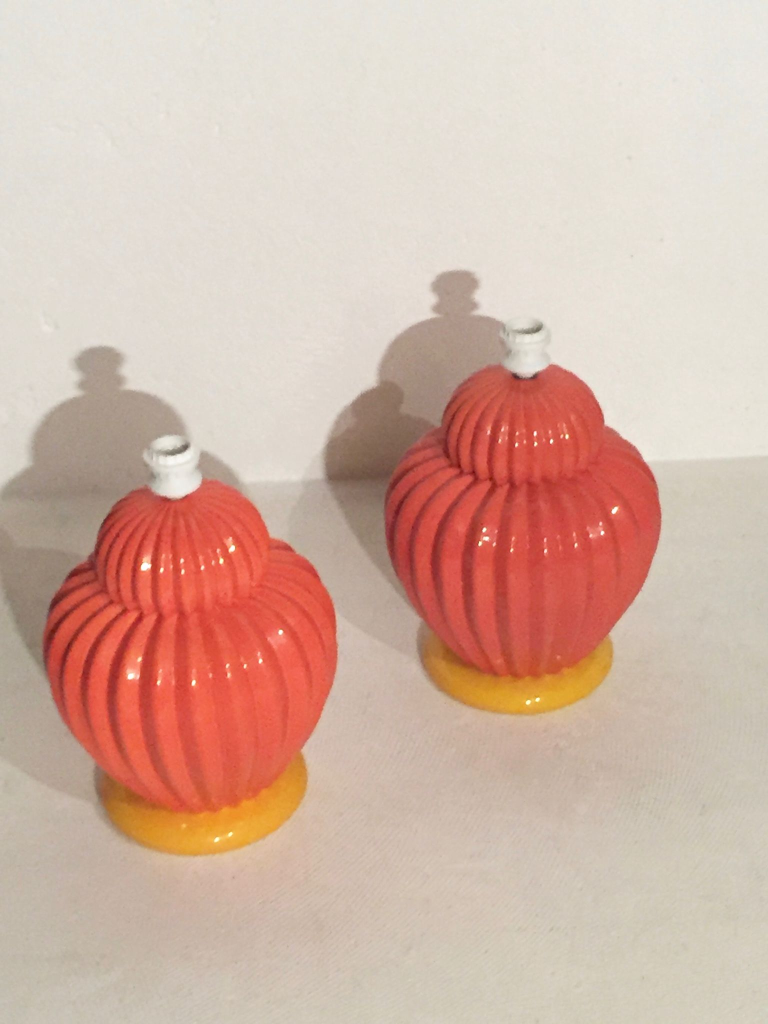 Pair of ceramic table lamp bases by François Châtain, France, 1980s.