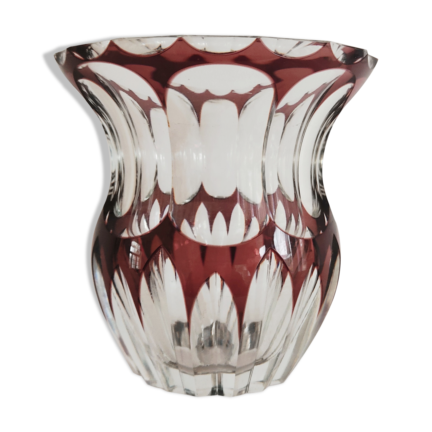 Val Saint Lambert plum crystal vase