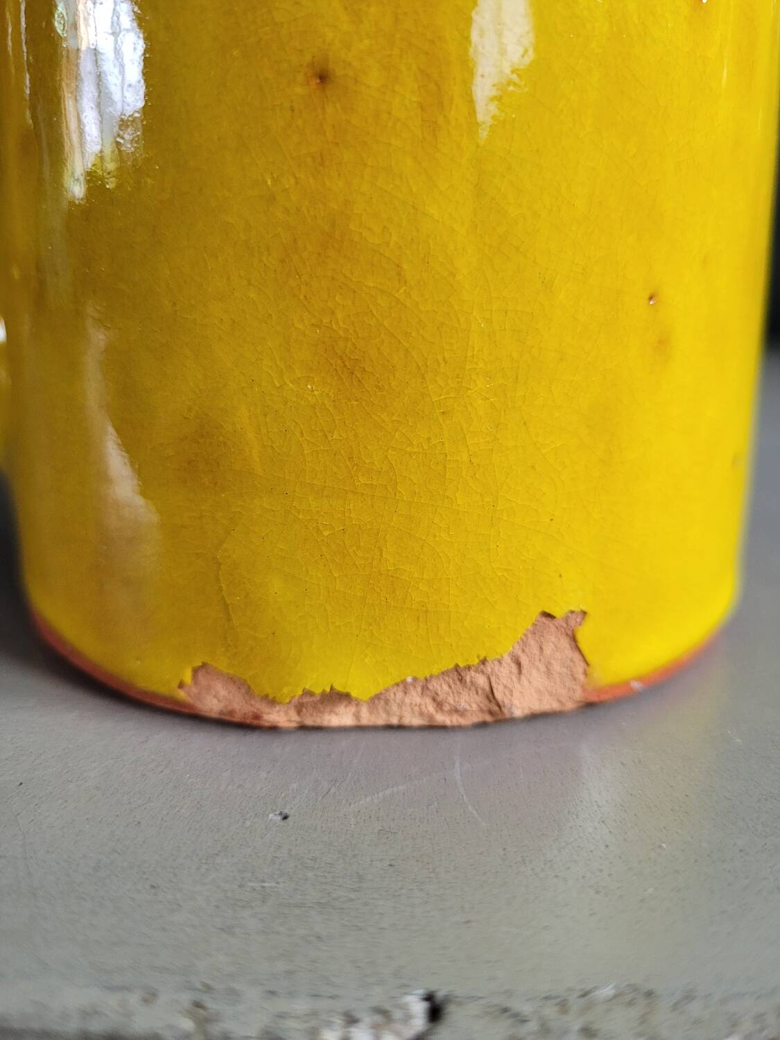 Mustard glazed terracotta mug signed - cup