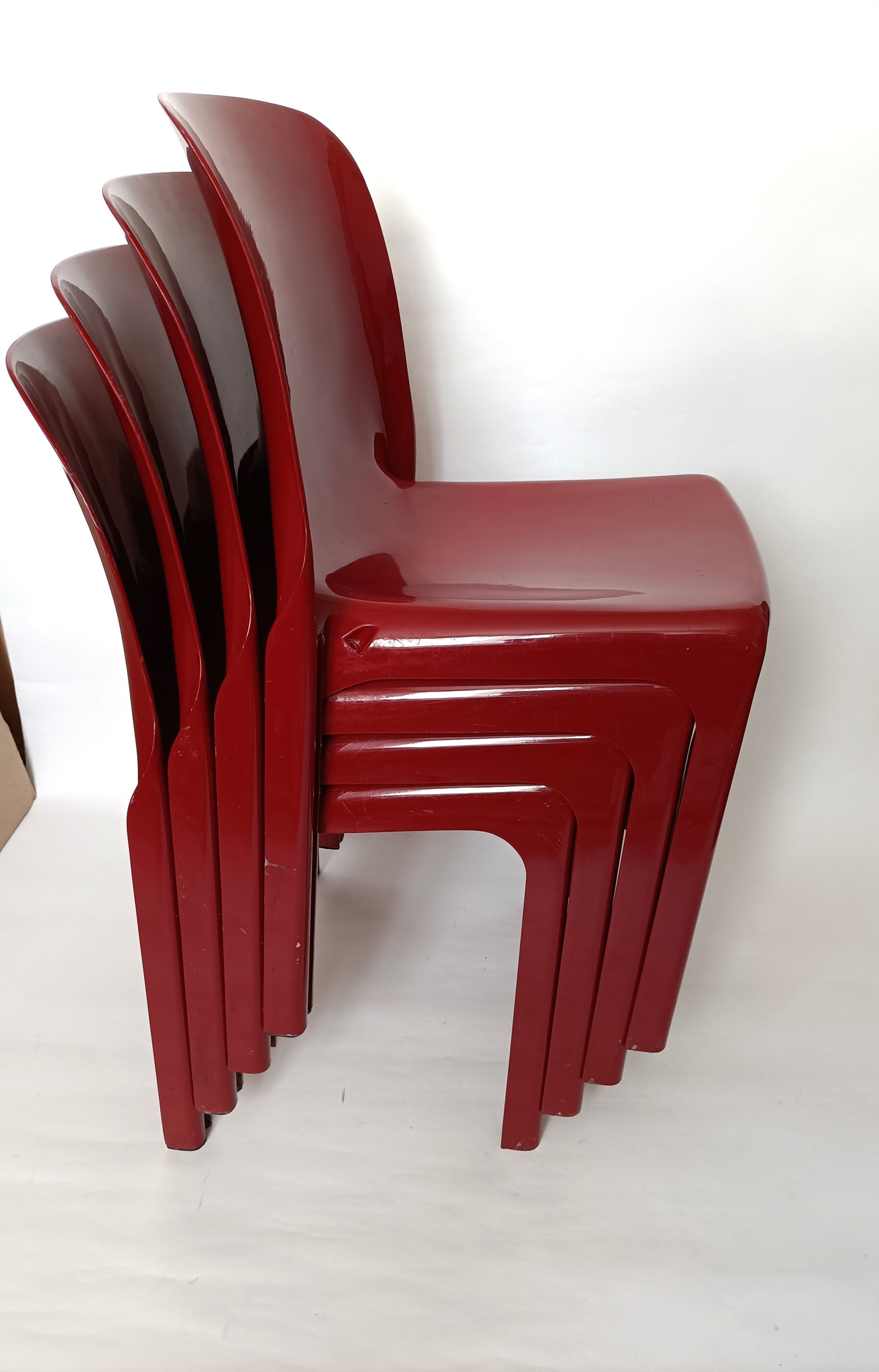 4 Selene chairs by Vico Magistretti for red Artemide