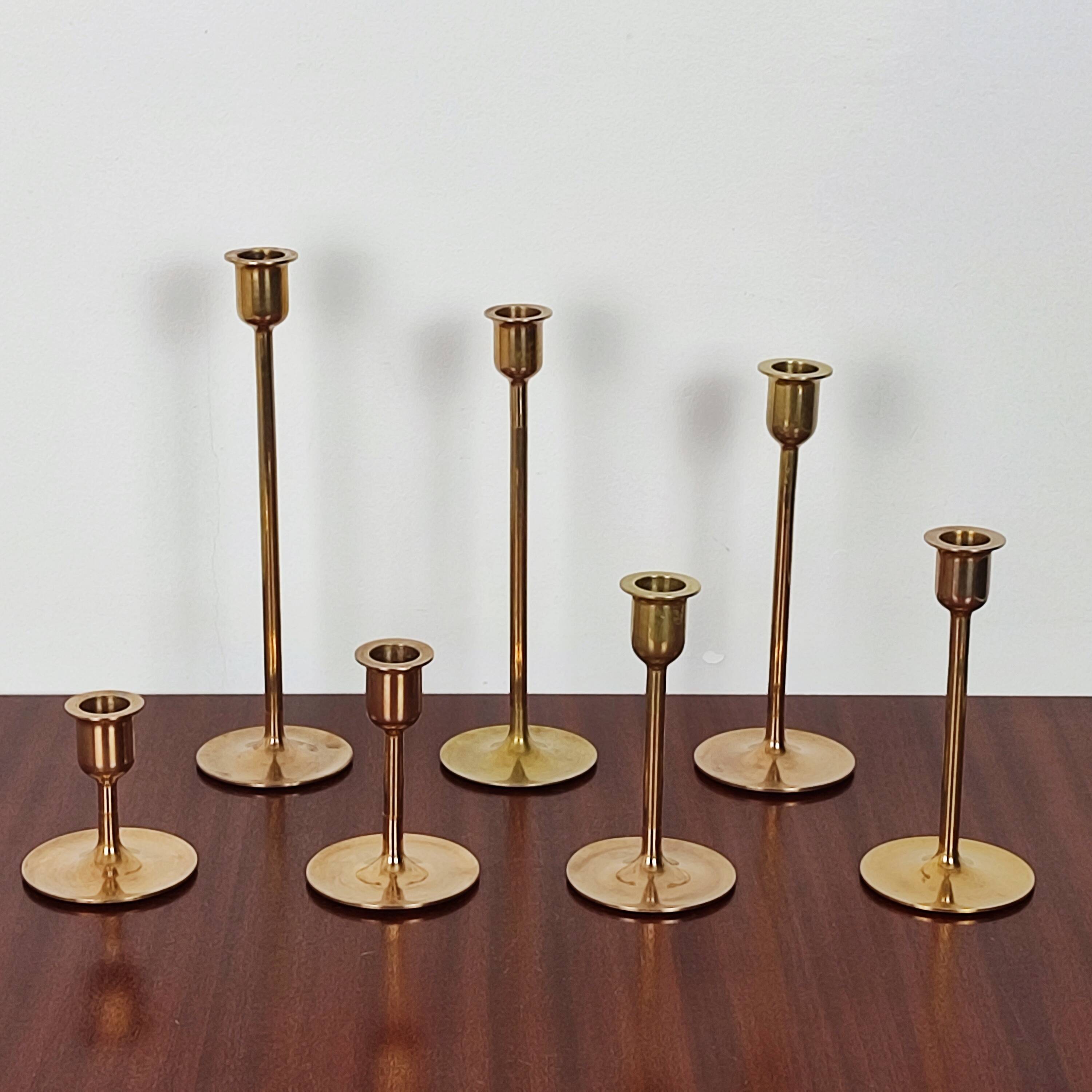 Scandinavian brass candle holders