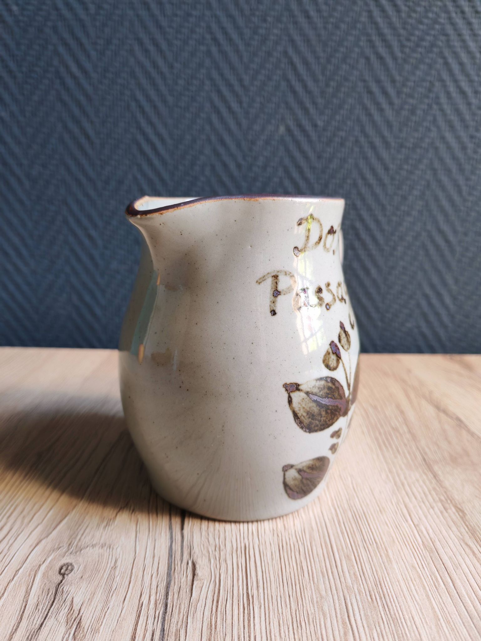 Pichet en grès vintage | Grès de l'Arnon France | Décor floral