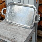 Silver metal serving tray
