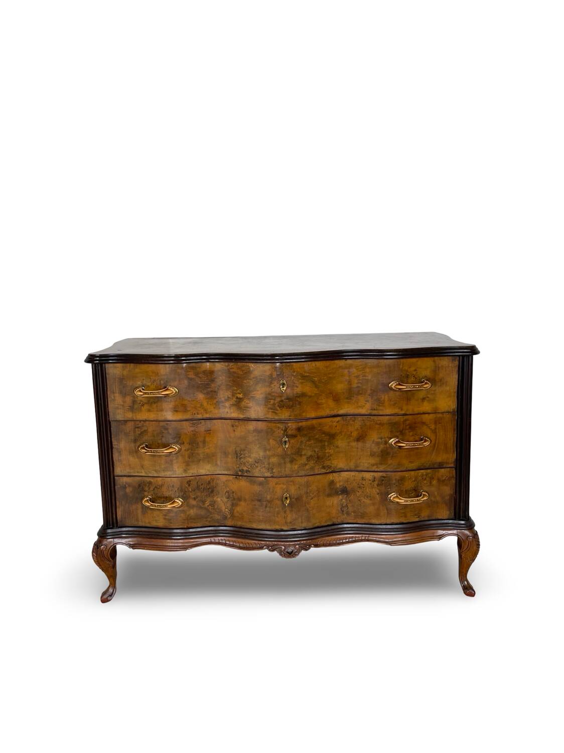 Commode italienne Art déco en loupe de noyer, années 1940-50