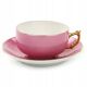 Tasse Art Déco avec soucoupe, porcelaine rose, Tchécoslovaquie, années 1950