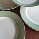 6 flat plates Villeroy & Boch Mettlach celadon green and vintage gold 1960s