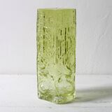 Vintage Yellow Pressed Glass Vase Gallo by Rune Strand / Sweden / 1970s