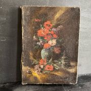 Miniature still life, oil painting signed from the 19th century, French school.