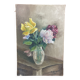 Oil on canvas bouquet - saint-hilaire-des-loges robert gougnard xxth
