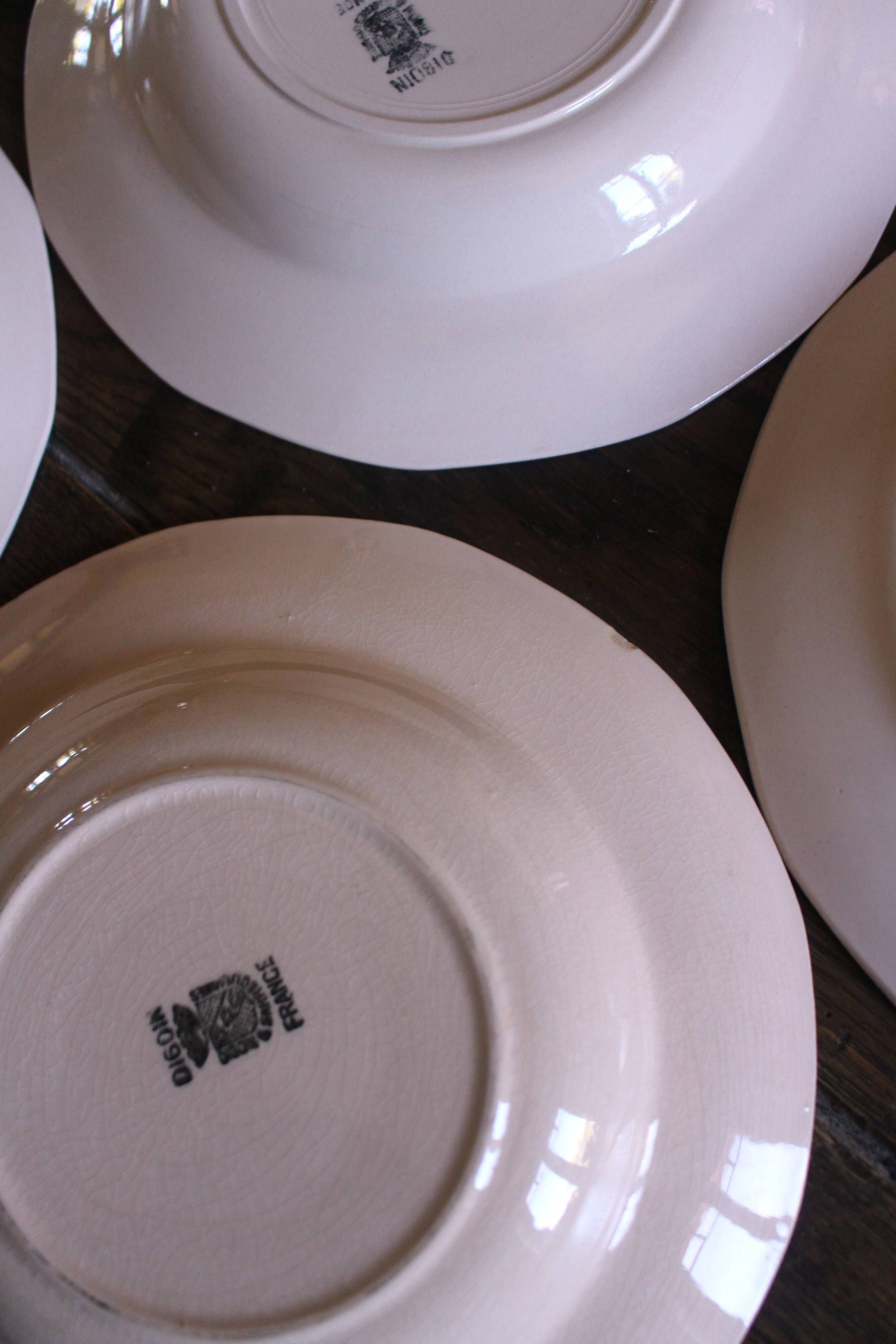 5 assiettes creuses rose Digoin Sarreguemines