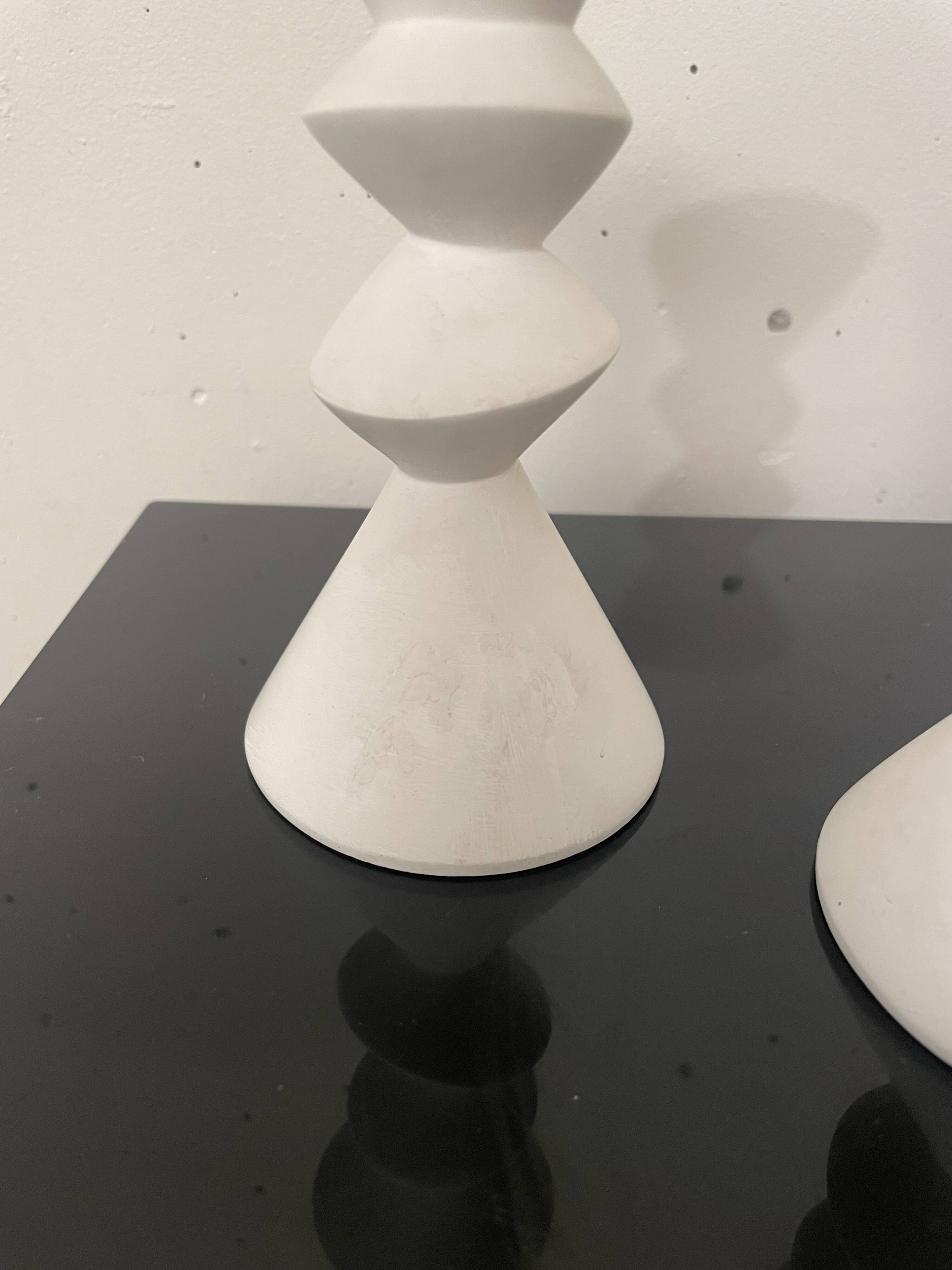 Pair of plaster candlesticks 1980