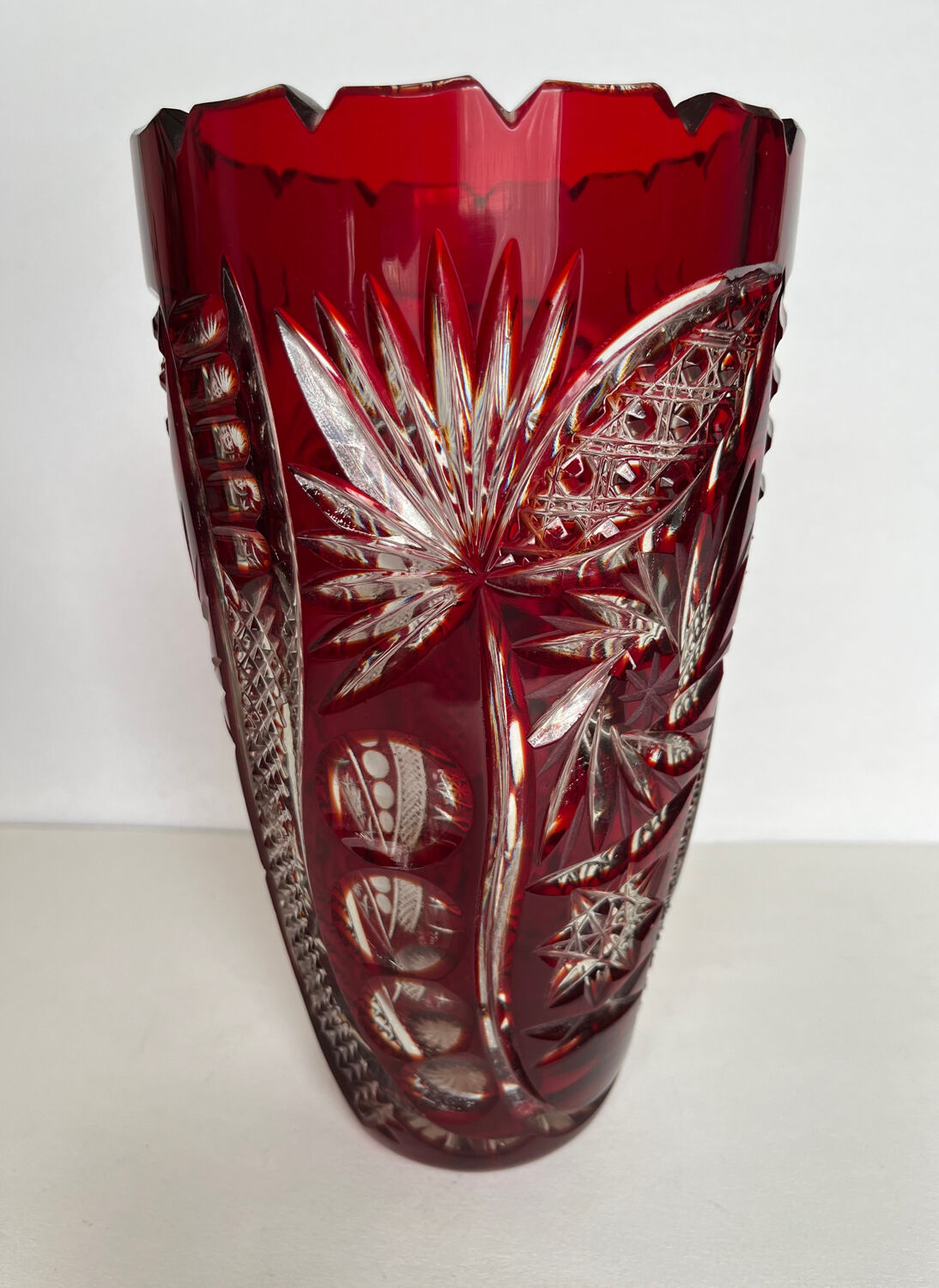 Carved crystal vase
