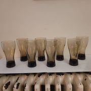 Set of 8 long drink glasses in smoked glass from the 70s – 25 cl